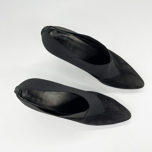 Stuart Weitzman Great Neck Heels Pump Booties Sz 9 Black Suede Pointed Toe - Picture 2 of 9